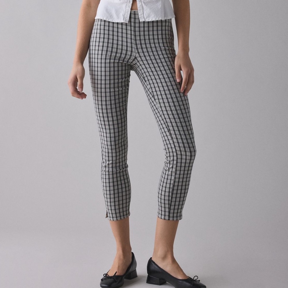 Urban Outfitters Black and White Plaid Cropped Slim Pants